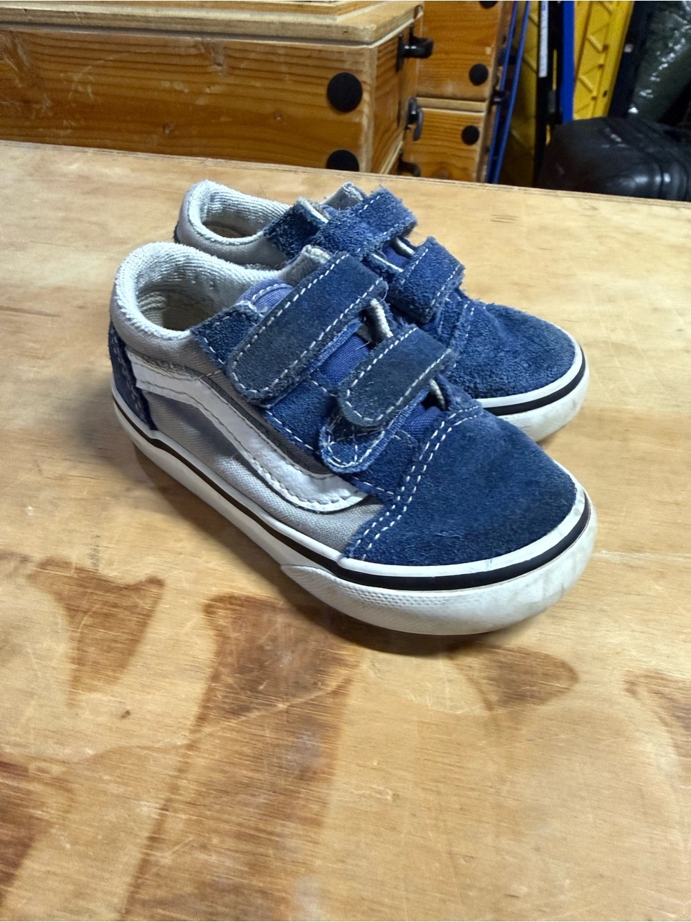 Vans Kids Navy Blue Suede Velcro Sneakers